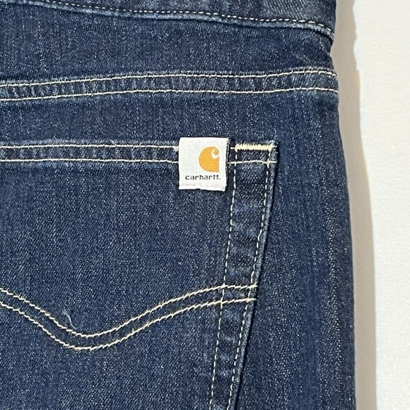 Carhartt Women’s Blue Jeans 8x34 Straight Fit Zipper Pockets Mid Rise - Picture 4 of 13